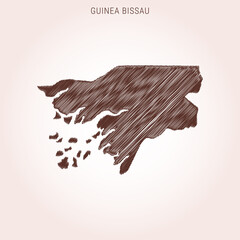 Scribble Map of Guinea Bissau Design Template.