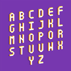 Alphabet letters with 3d isometric effect