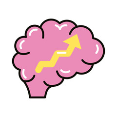 brain human with arrow up line and fill style icon