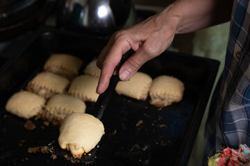 Kyata. Sweet pastries on a baking sheet