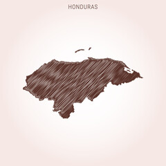 Scribble Map of Honduras Design Template.