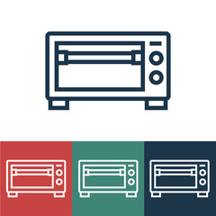 Linear vector icon with microwave oven