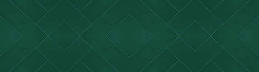 Dark green seamless abstract grunge pattern square rhombus diamond herringbone tiles texture background banner panorama long
