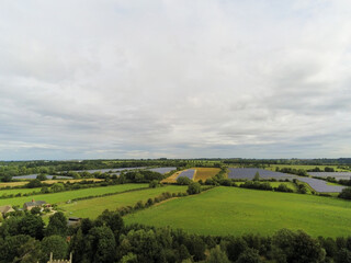 Fototapeta na wymiar birdseye view English countryside solar panels