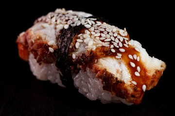 nigiri on the black background, aziatska on the black background, land on the black background