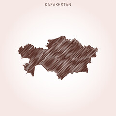 Scribble Map of Kazakhstan Design Template.