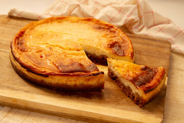 New York Yogurt cheesecake baked in a restaurant.