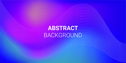 Web banner with digital abstract background with blue and purple colors and white waves.

