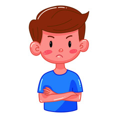Obraz premium Kid boy with different emotions. Isolated illustration on white background. Vector. Cartoon. Flat. Face expression