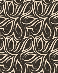 Vector seamless pattern of smooth corners and brushed lines.Texture of beige lines on a brown background.Pastel background.