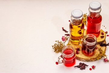 Kombucha in glass bottles