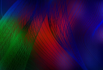Dark Green, Red vector blurred shine abstract background.