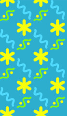 Bright colors of seamless pattern with  geometric shapes and  children's drawings.