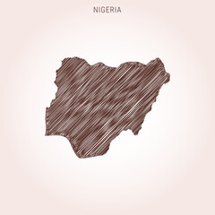 Scribble Map of Nigeria Design Template.