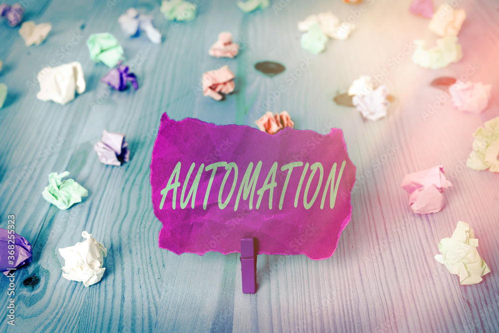 Poster text sign showing automation. business photo text automatically controlled operation of an apparatus