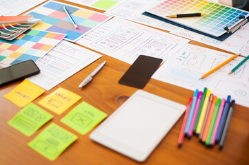 The concept of website designers and mobile application design.