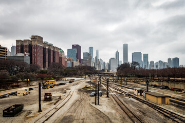 Fototapeta na wymiar railway in chicago
