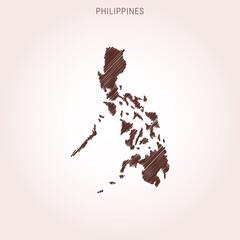 Scribble Map of Philippines Design Template.