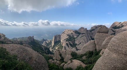 panorama of Montserrat from top of mountain