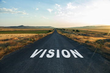 vision text on road - obrazy, fototapety, plakaty