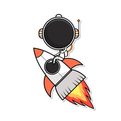 cute astronaut riding on rocket