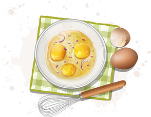 brown egg and egg yolk vector illustration 