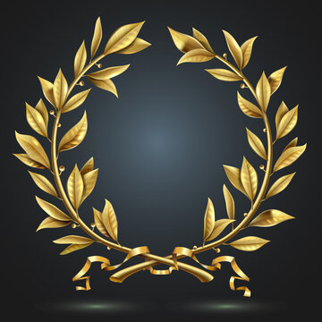 Golden realistic and vintage laurel wreath winner