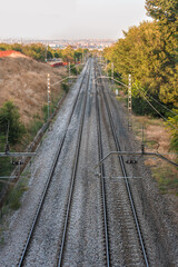 Fototapeta na wymiar railway train transportation madrid background