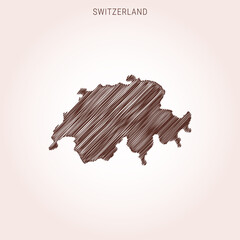 Scribble Map of Switzerland Design Template.