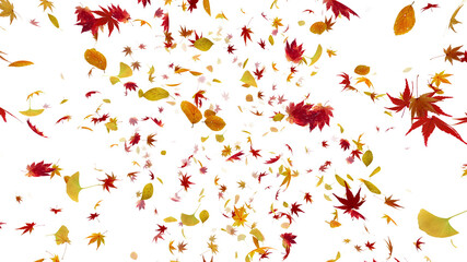 Autumn Flying leaves leaf 3D illustration background.