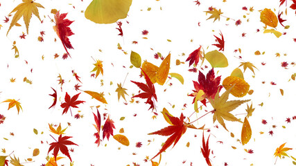 Autumn Flying leaves leaf 3D illustration background.