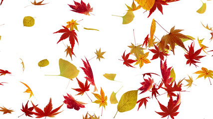 Autumn Flying leaves leaf 3D illustration background.
