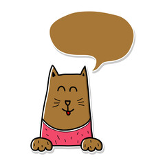 Obraz premium cute cat icon stickers with speech bubble vector illustration