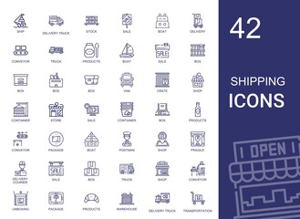shipping icons set