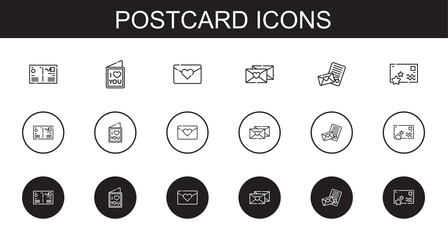 postcard icons set