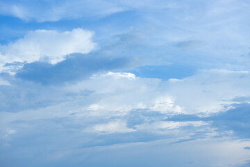 Blue sky background with tiny clouds.