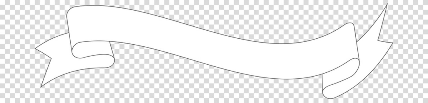 White Ribbon Banner Label On Transparent Background