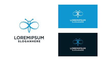 abstract infinity dragonfly logo design vector
