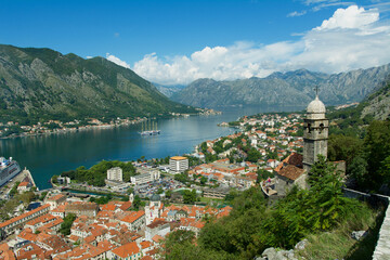 World heritage city with old city skyline and blue sea of Adriatic.