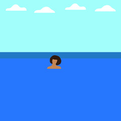 Woman swimming in the sea