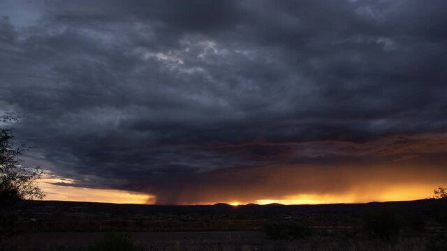 Arizona Monsoon Storm at Sunrise Time Lapse Zoom In