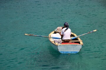 A Turkish boat hawker at Mediterranean Sea