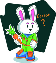 rabbit with carrot cartoon character illustration