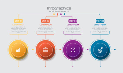 Vector elements for infographic. presentation and chart. steps or processes. 
options number workflow template design.4step. 