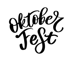 Oktoberfest handwritten lettering. Oktoberfest typography vector design for greeting cards and poster. Beer Festival vector banner. Design template celebration. Vector illustration.