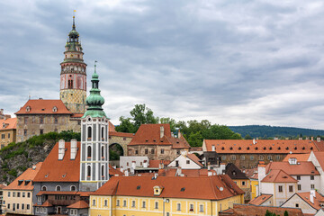 Obraz premium View to Cesky Krumlov Old Town and Castle Tower, Czech Republic