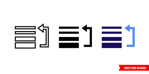 Reorder icon of 3 types. Isolated vector sign symbol.