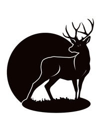 emblem logo deer grass sun