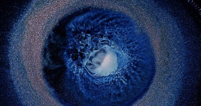 Blue Colorful Ink And Paint Liquid Reaction / Cosmos Nebula background / Supernova Black Hole 