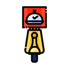 Delivery man ride scooter motorcycle service. Online order filled outline style. Food Delivery Icon design for application, website, poster, printing.